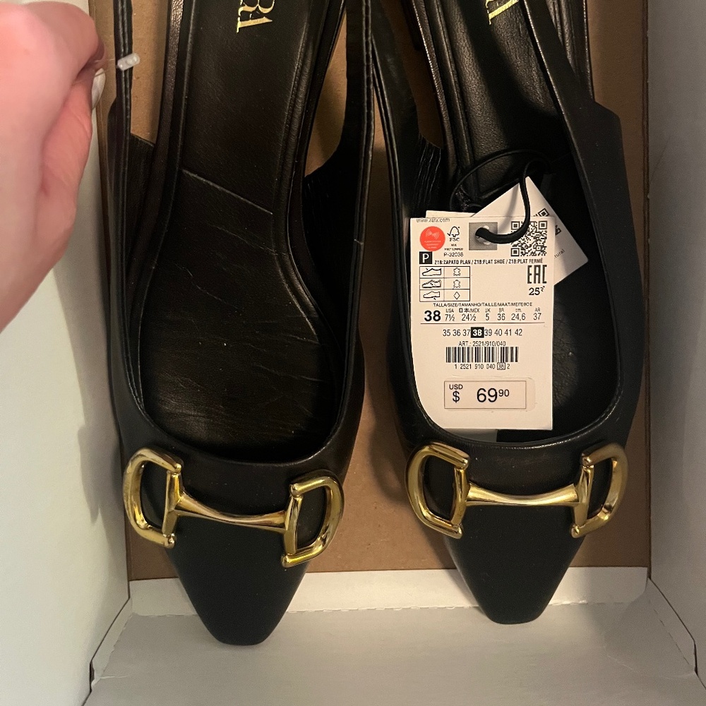 Zara slingback point toe flats 7.5(38)